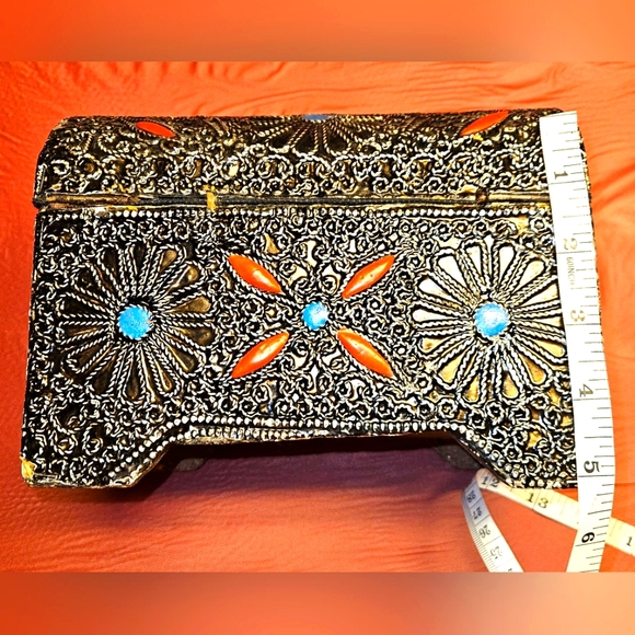 Moroccan Handmade Keepsake/Jewelry Box approx 8"×5"×5" New Unused - Picture 2 of 7
